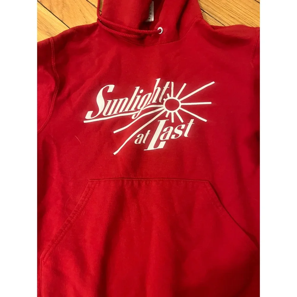 VTG Jerzees Sunlight at Last Graphic Hoodie Red NuBlend Pullover Sweatshirt - Picture 2 of 4